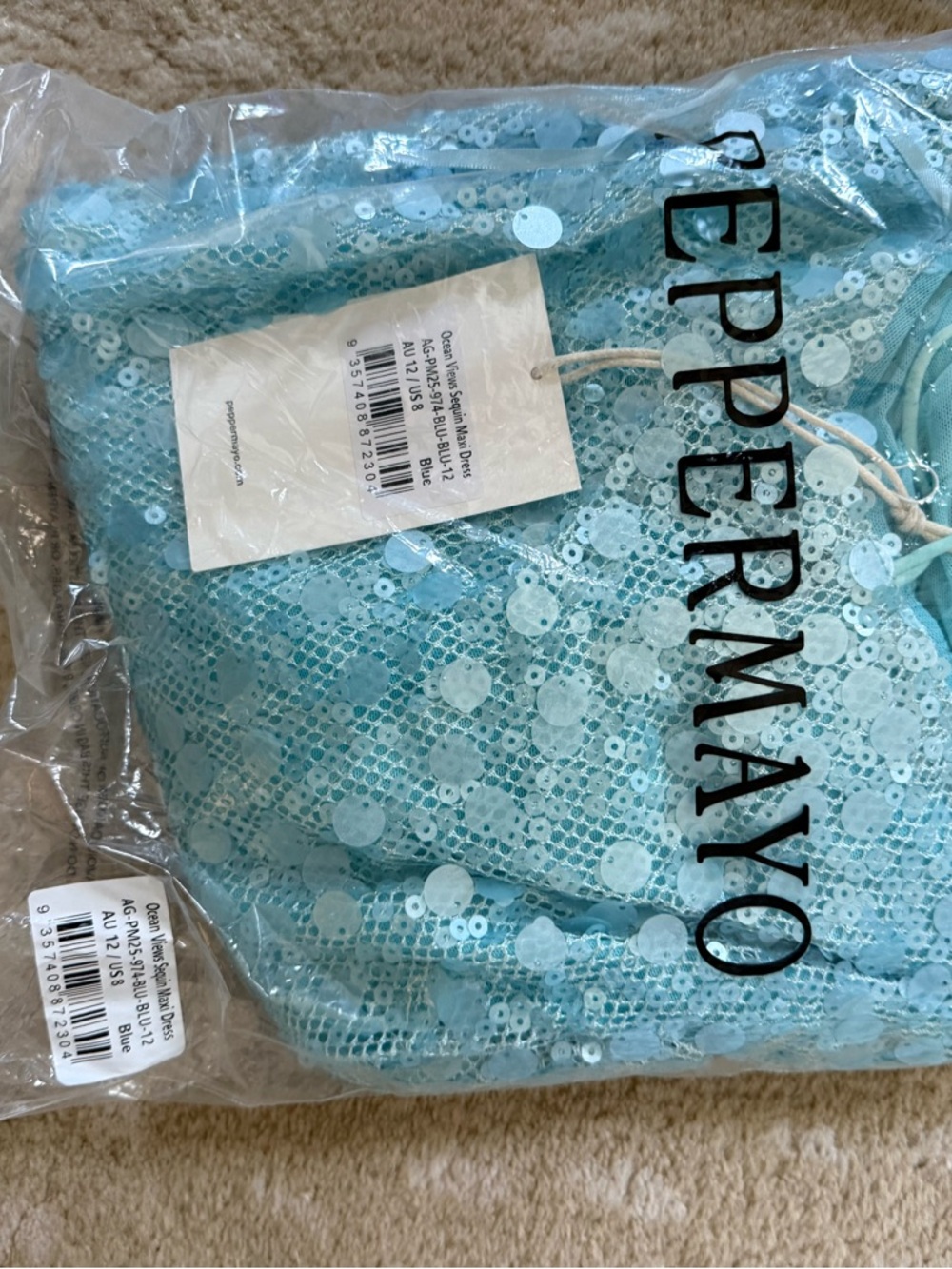 Peppermayo Ocean Views Sequin Maxi Dress - Light Blue - Picture 5 of 5